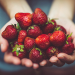 Two big handfuls of Port-Soaked Strawberries