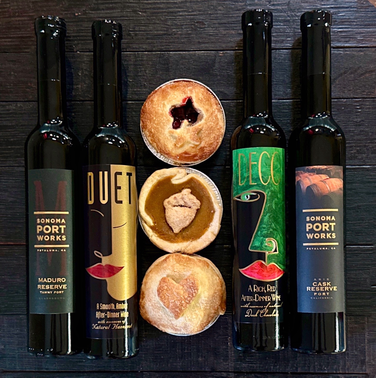 Port and Pie - reserve a pie flight to enjoy with your tasting starting November 29, 2024 until Christmas Eve.